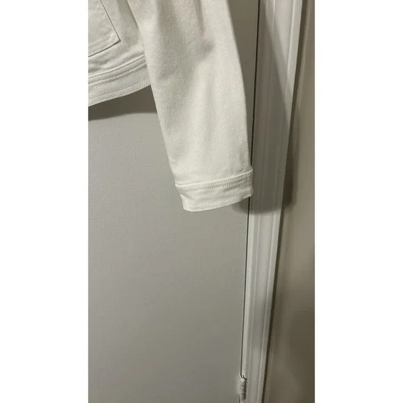 Susan Graver Stretch Denim Collarless Jacket w/Patch Pockets - Women's L - White - Picture 2 of 8